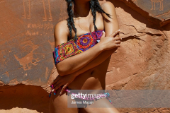 MONUMENT VALLEY, UT - JUNE 16: Swimsuit Issue 2015: Model Chanel Iman poses for the 2015 Sports Illustrated Swimsuit issue on June 16 2014 in Monument Valley in Utah. Swimsuit by Lila Nikole. PUBLISHED IMAGE. CREDIT MUST READ: James Macari/Sports Illustrated/Contour by Getty Images. (Photo by James Macari/Sports Illustrated/Contour by Getty Images)