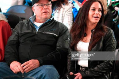 Carolina Panthers team owner David Tepper, left, sits courtside prior to the NBA All-Star Game at Spectrum Center in Charlotte, N.C. on Sunday, February 17, 2019. (Jeff Siner/Charlotte Observer/Tribune News Service via Getty Images)