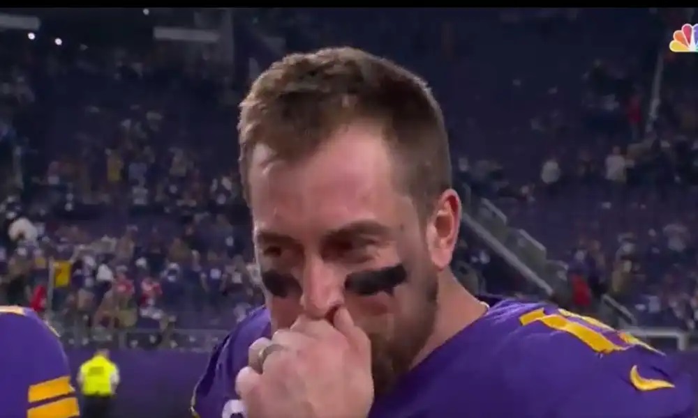 Adam Thielen Spit out Turkey in Middle of a Post Game Interview